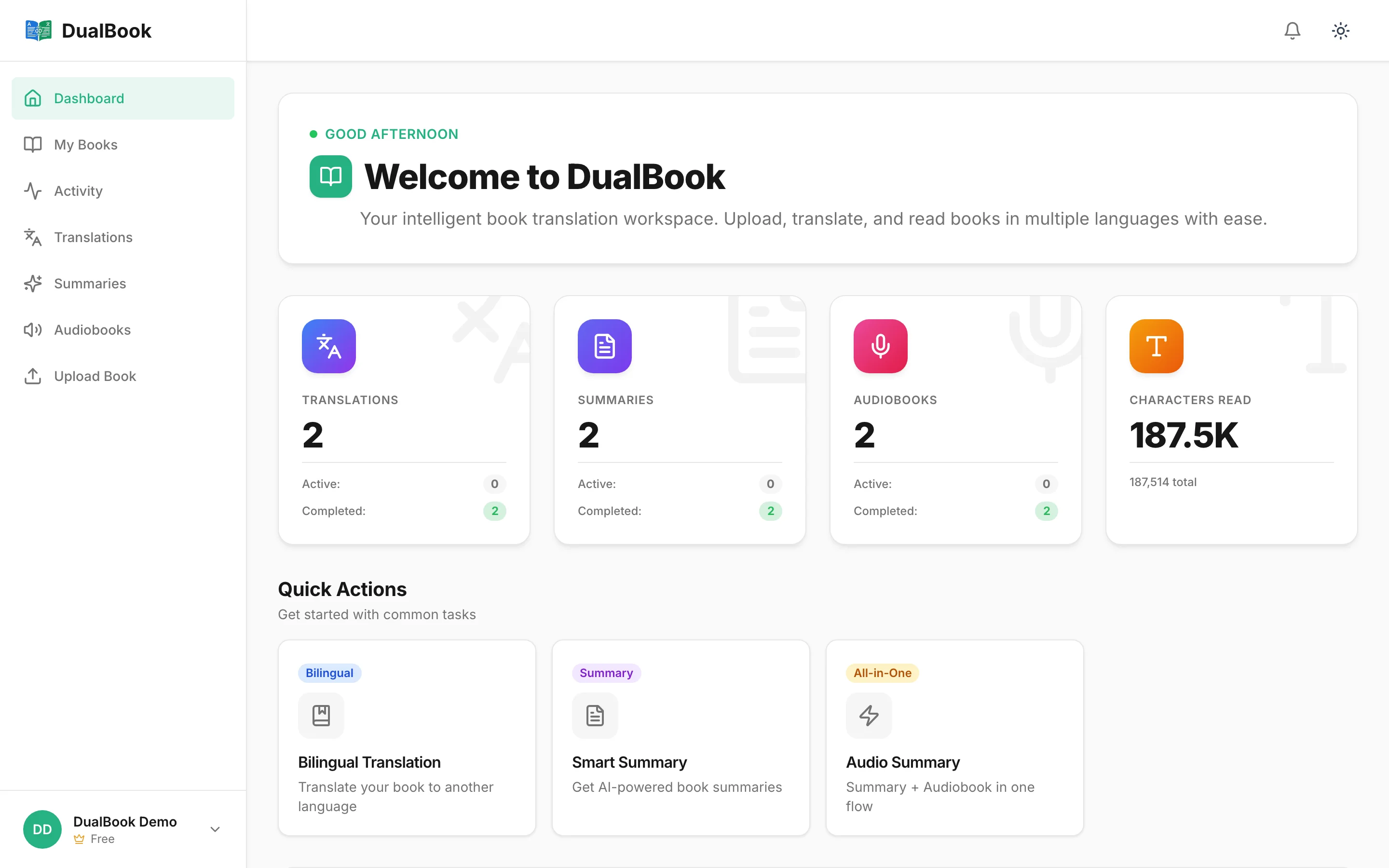 The DualBook library listing uploaded books